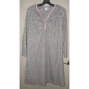 Gray & Pink Sz Medium (8-10) Comfy Soft Fleece Lounge Night Gown CELESTIAL DREAM